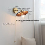 Walnut Wood LED Wall Light Fixture with Pull Chain Switch, Rotating Up Down Design