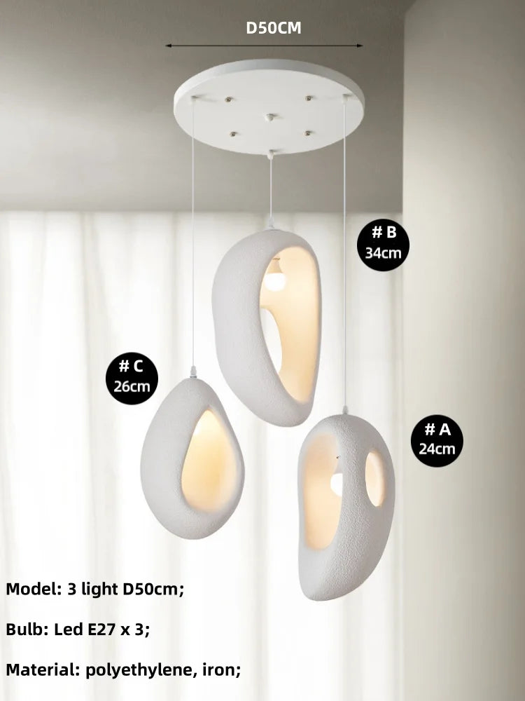 White Wabi Sabi E27 LED Pendant Chandelier for Home Decor & Bar, Nordic Design