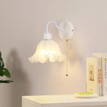 Afralia™ Glass Iron LED Wall Sconce Pull Chain Switch White Stair Light