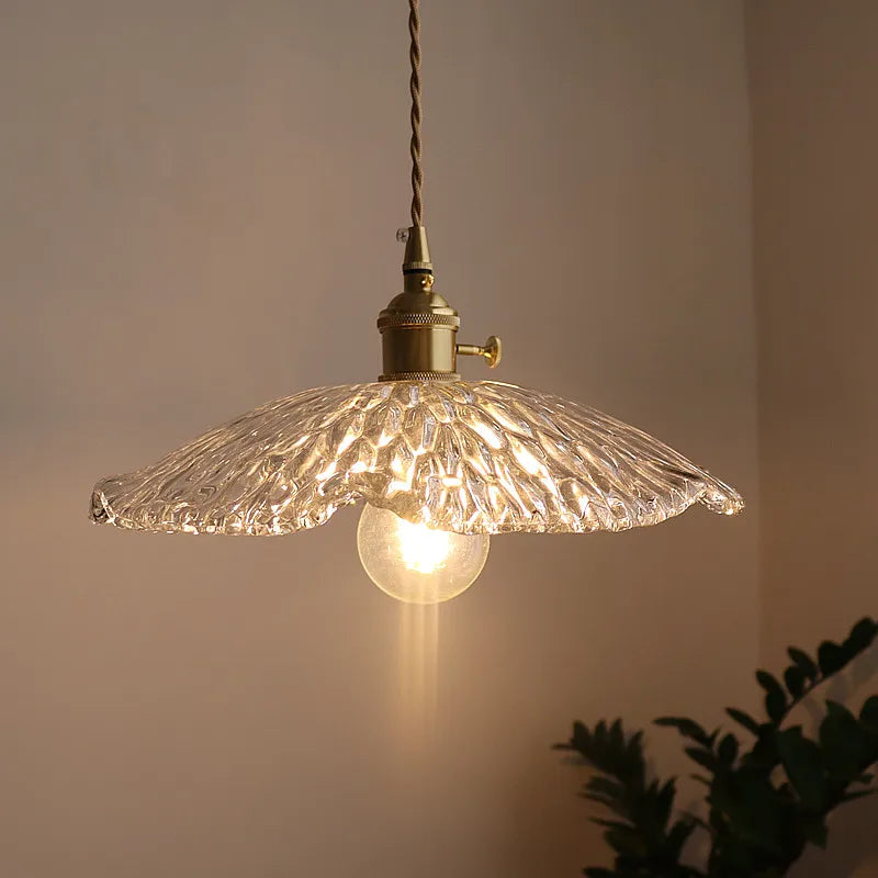 Green Glass LED Pendant Light - Nordic Modern Copper Luminaire Suspendu