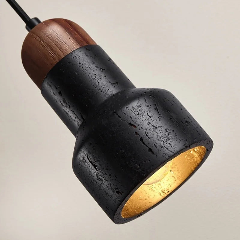 Black Stone LED Hanging Pendant Light for Modern Home Decor