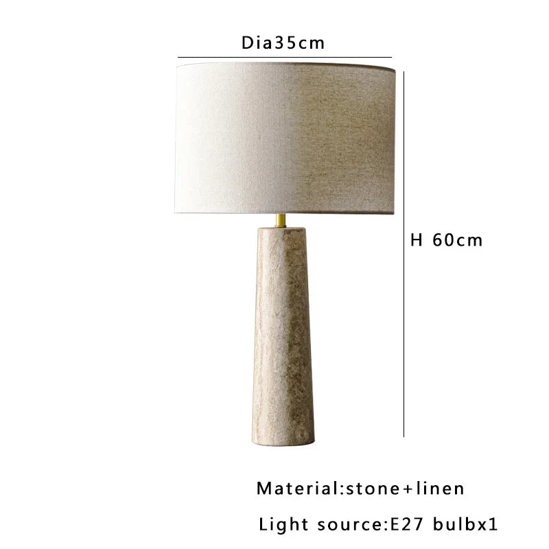 Classic Stone Table Lamp for Bedroom Nightstand and Living Room Decor