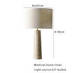 Classic Stone Table Lamp for Bedroom Nightstand and Living Room Decor