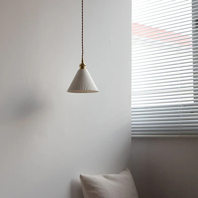 White Ceramic LED Pendant Light | Adjustable Nordic Modern Home Decor Hanging Lamp