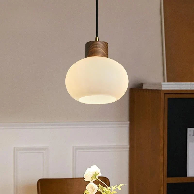 White Glass LED Pendant Lights for Modern Minimalist Decoration