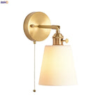 Afralia™ Ceramic LED Wall Light Striped White Modern Nordic Pull Chain Mirror Lamp