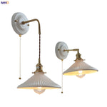 Pleats Ceramic LED Sconce Lamp with Adjustable Copper Arm for Bedroom Bathroom Mirror