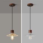 Wood Glass LED Pendant Lights Adjustable Modern Hanging Lamp
