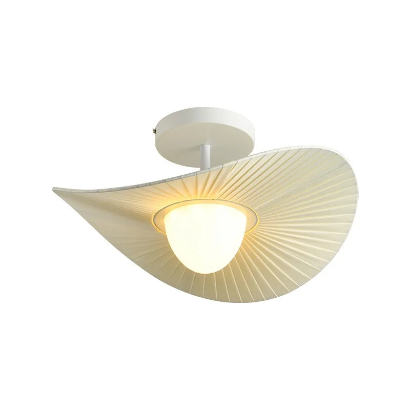 Nordic Beige Pleated Fabric LED Pendant Lights: Stylish Bar Droplight for Dining Room