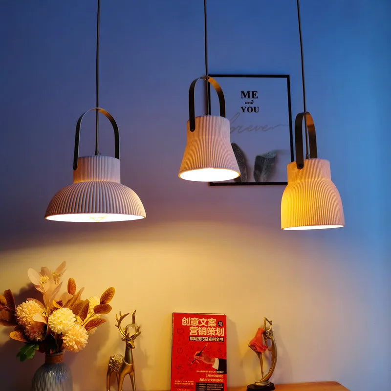 White Ceramic LED Pendant Light for Living Room Kitchen Bedroom