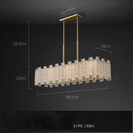 Art Deco Golden Copper Glass Chandelier LED Lighting Fixture