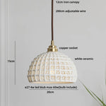 Brown Wood Ceramic Tassel LED Pendant Lights for Modern Interior Lighting