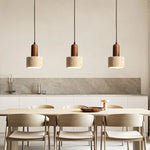 Afralia™ Yellow Travertine Cylinder Stone LED Pendant Lights for Interior Lighting