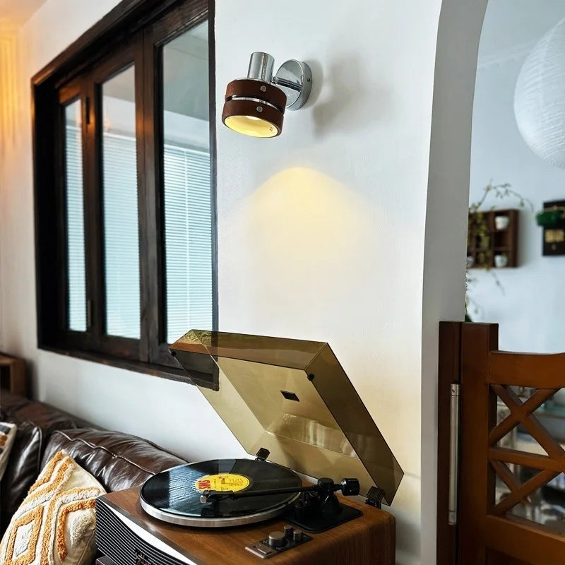 Vintage LED Wall Light Iron Wood Bedside Lamp Wandlamp