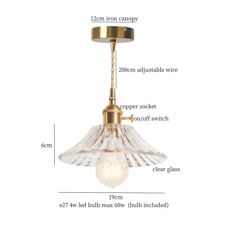 Afralia™ Green Brass Glass LED Pendant Light for Kitchen Cafe Bar Loft Decoration