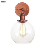 Afralia™ Glass Globe LED Wall Light Fixture Single Arm Bedside Lamp Vintage Industrial Style