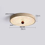 Yellow Travertine Stone LED Ceiling Lamp with Wood Canopy