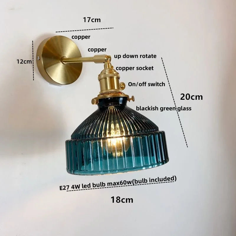 Clear Glass Copper Socket LED Wall Lamp with Pull Chain Switch