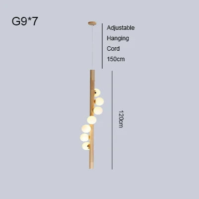 Burly Wood Walnut Glass Pendant Light for Living Room Bar Foyer