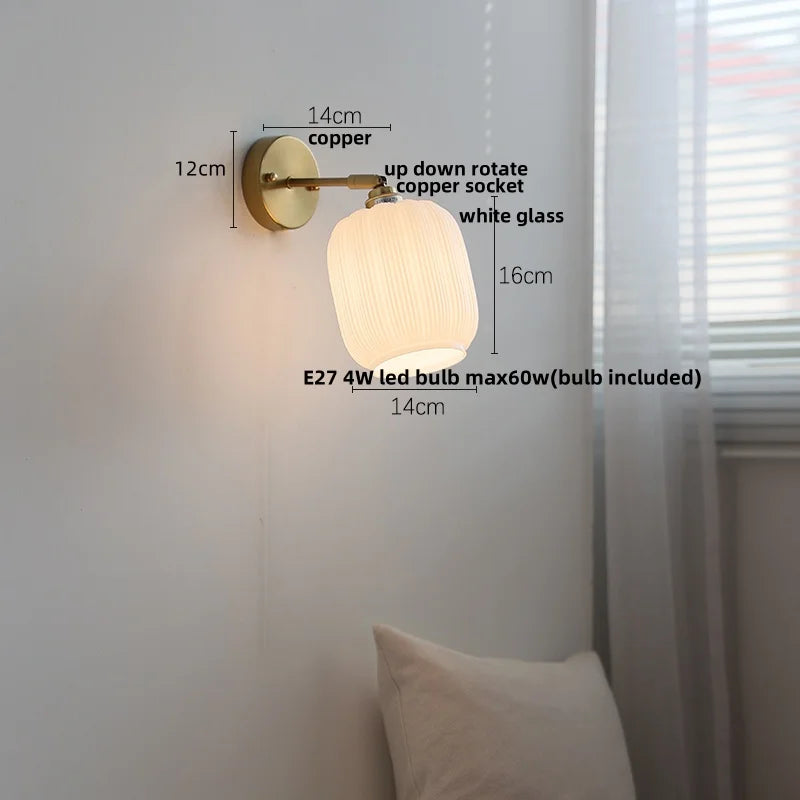 Rotatable Glass LED Wall Lamp with Copper Socket and Pull Chain Switch
