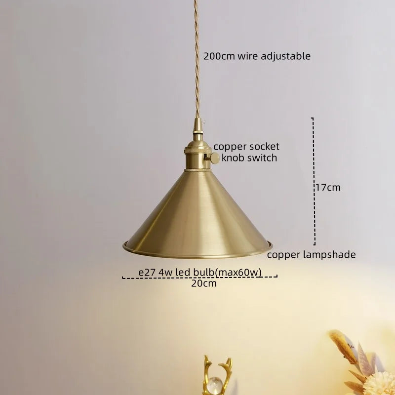 Copper LED Pendant Light, Modern Decor for Bedroom & Living Room