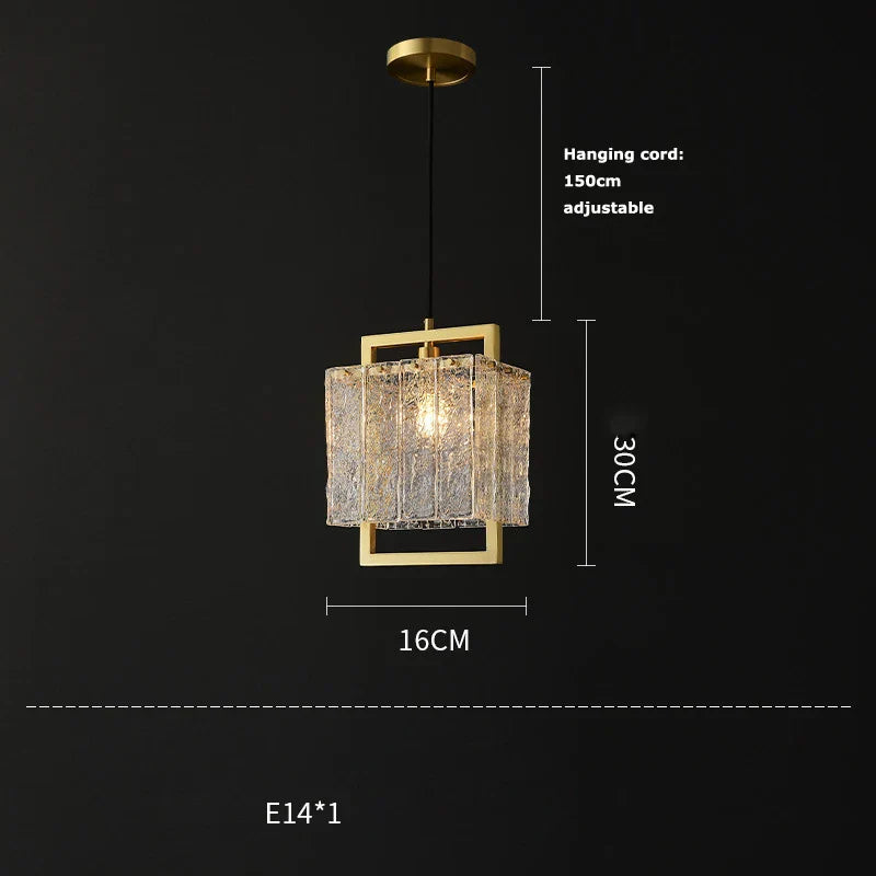 Copper Glass Pendant Light for Living Room & Foyer
