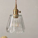 Clear Glass LED Pendant Light Fixture Modern Copper Knob Switch Hang Lamp