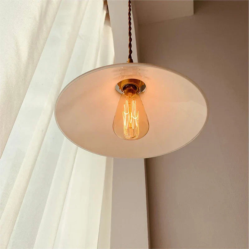 Afralia™ White Glass LED Pendant Lamp Modern Copper Socket Hanging Light