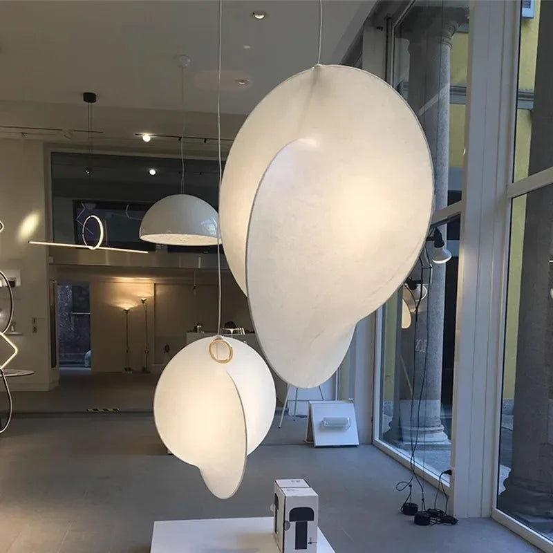 Nordic Silk Chandelier Pendant Lights for Foyer Bedroom Bar, LED Droplight Fixtures