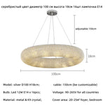 Crystal Luxury Loft Pendant Light with LED E14 Bulb for Living Room