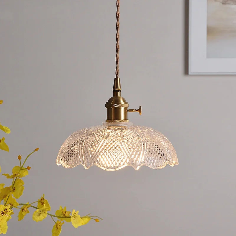 Clear Glass LED Pendant Bar Kitchen Nordic Copper Dining Room Suspension