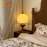 Ash Wood Bubble Glass LED Table Lamp - Medieval Designer Hanging Light