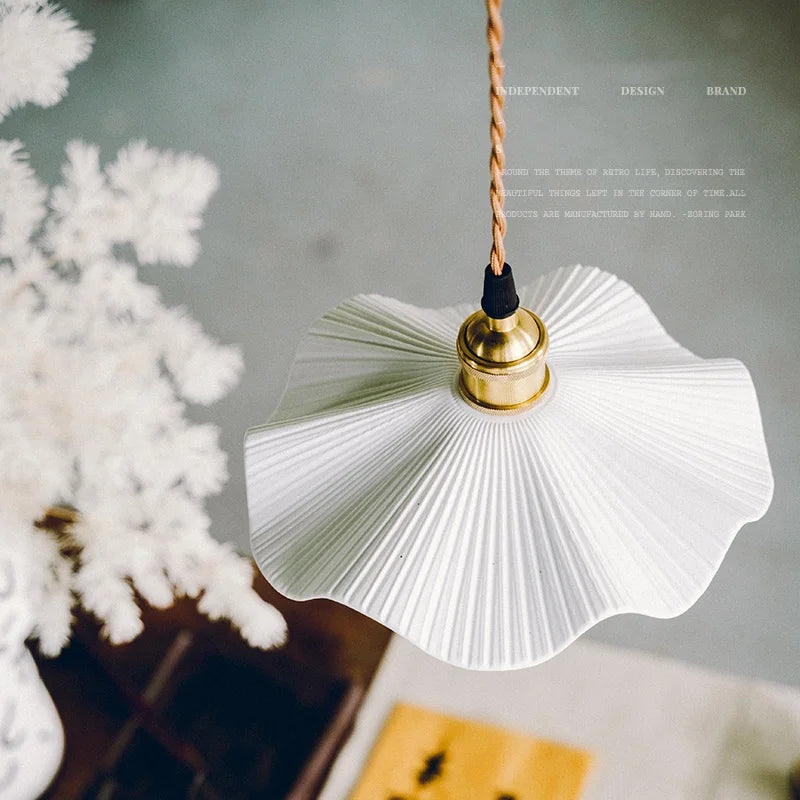 Nordic Modern LED Pendant Lights Living Room Ceramic Flower Hanging Lamp