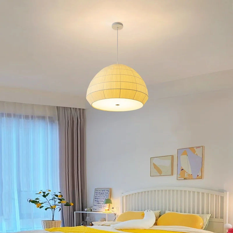 Nordic Fabric LED Chandelier Minimalism Pendant Light for Bedroom Dining Room