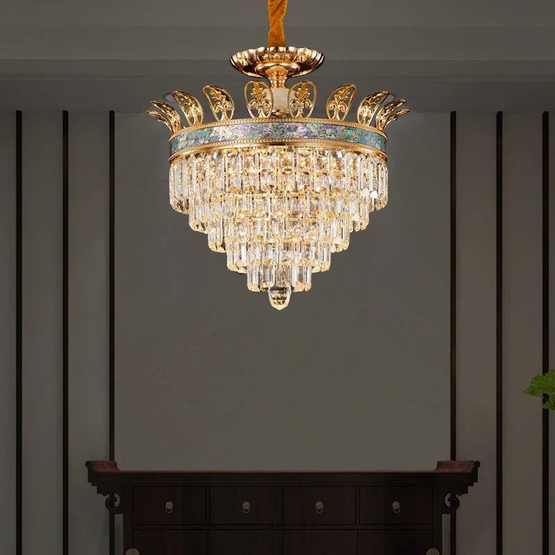 Luxe Crystal Chandelier: Elegant Copper Living Room Dining Candle Light