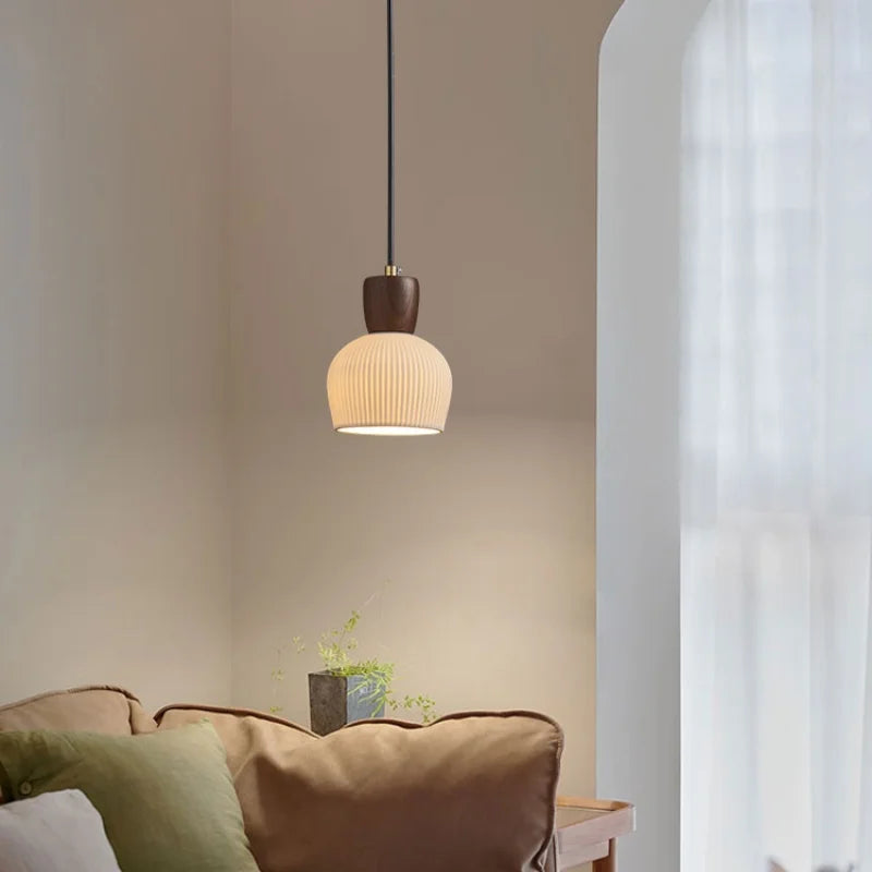 Nordic White Ceramic LED Pendant Light for Modern Living Spaces