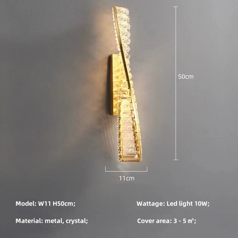 Luxury Crystal Wall Scones LED Wall Lamp Gold Metal Indoor Light Fixtures