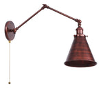 Afralia™ Retro LED Swing Arm Bedside Wall Lamp Rustic Industrial Iron Loft Wall Light