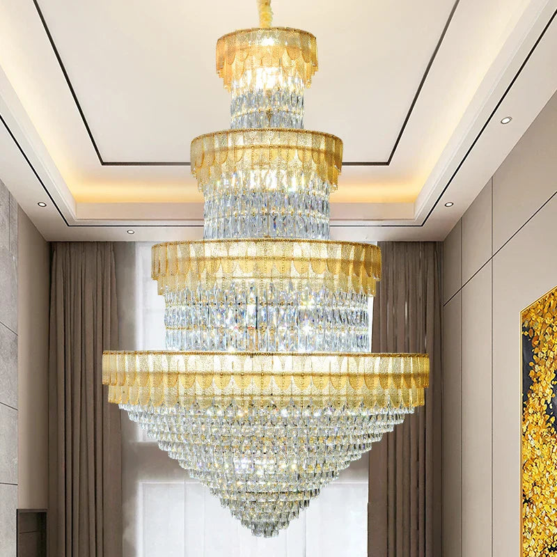 European Duplex Villa Crystal Chandelier Loft LED Light