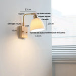 Walnut Brass Ceramic LED Wall Sconce | Modern Nordic Rotatable Stair Light