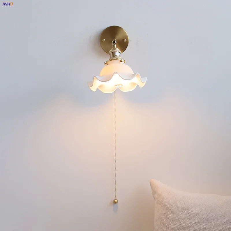 Ceramic LED Wall Lights with Pull Chain Switch for Bathroom Mirror