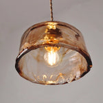 Amber Glass Pendant Light with Adjustable Wire for Dining Room and Kitchen