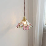 Tiffany Glass LED Pendant Light - Copper Vintage Hanging Lamp