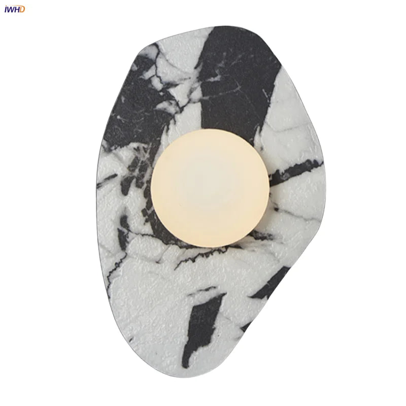 Wabi Sabi LED Wall Light Fixture Stone White Glass Wall Sconce