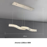 S Wave Steel & Crystal Dimmable LED Pendant Lights