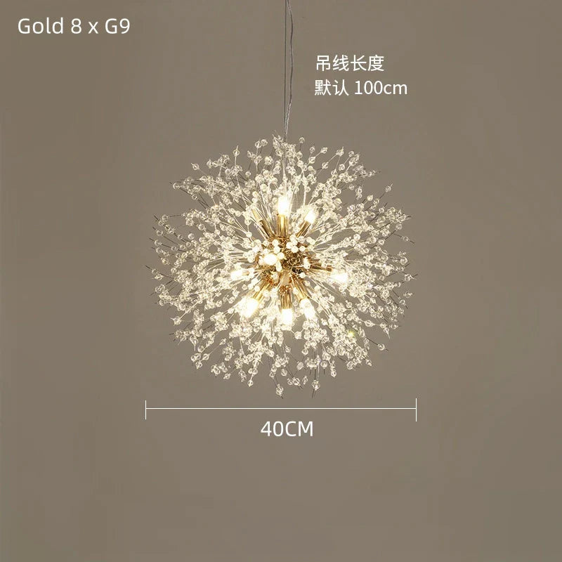 Dandelion Crystal Ceiling Lamp Chandelier for Bedroom Dining Room Kitchen Island