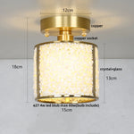 Copper Canopy LED Ceiling Light Glass Crystal Nordic Modern Decor for Home