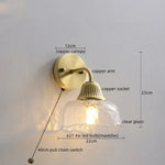 Copper Glass LED Wall Lamp Japanese Style Home Decor Fixture