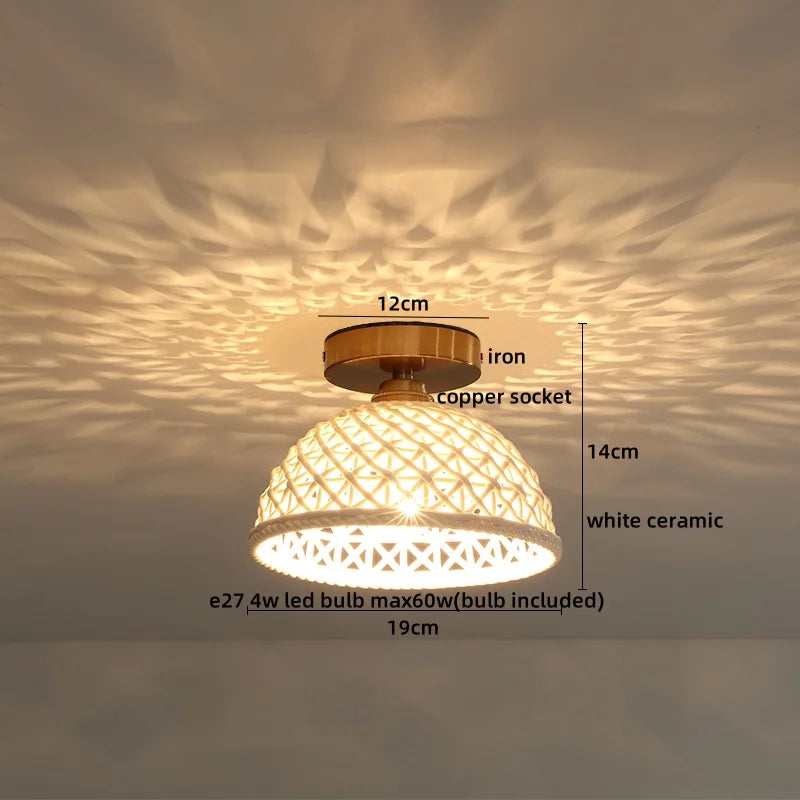 Ceramic LED Ceiling Lamp Indoor Lighting Semi-Circular Light Fixture