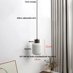 Afralia™ Ceramic LED Pendant Light Fixture - Nordic Modern Wood White Hanging Lamp